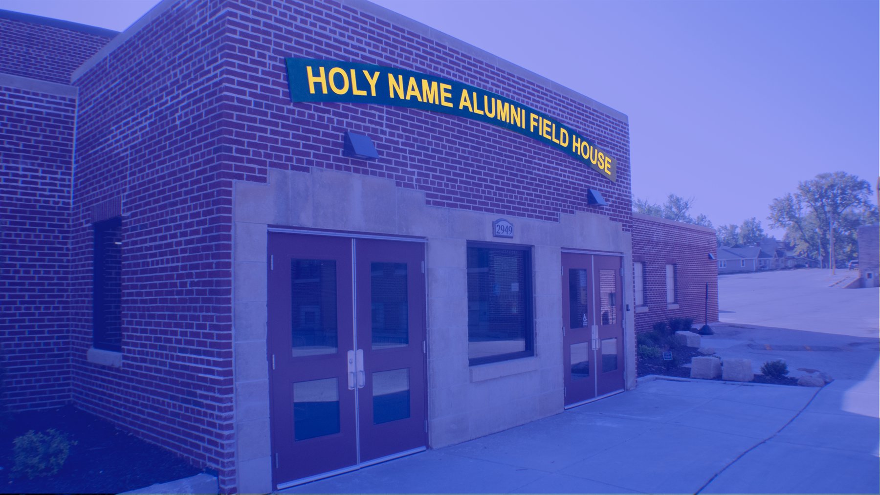 Holy Name Alumni Field House exterior at 2949 Fontenelle Blvd., Omaha